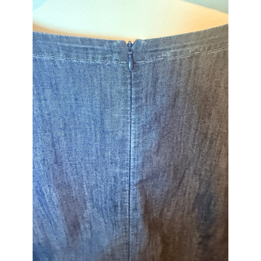 Talbots Petite Womens Blue Cotton Denim Square Neck Button Sleeve Dress 6P - Picture 9 of 9